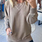 Women's Ribbed Accent Pocketed Pullover (Buy 2 Free Shipping)