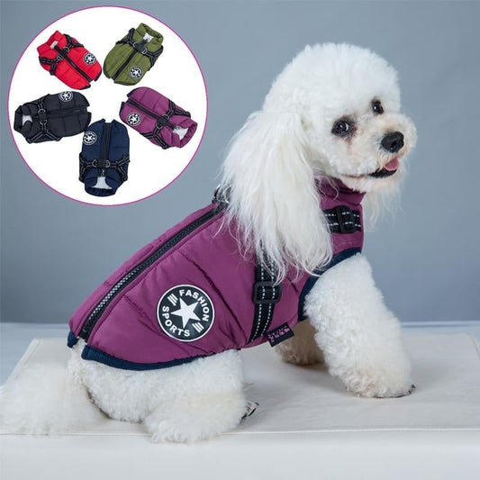 🔥Weihnachtsverkauf 49%Rabatt 🐩Wasserdichte Winterhundjacke mit eingebautem Geschirr